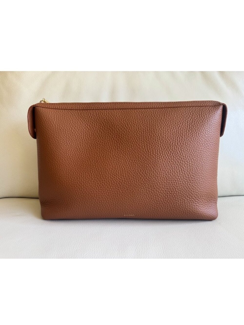 Cuyana System Zipper Pouch Insert Organizer for Tote Bag, Large Caramel Leather